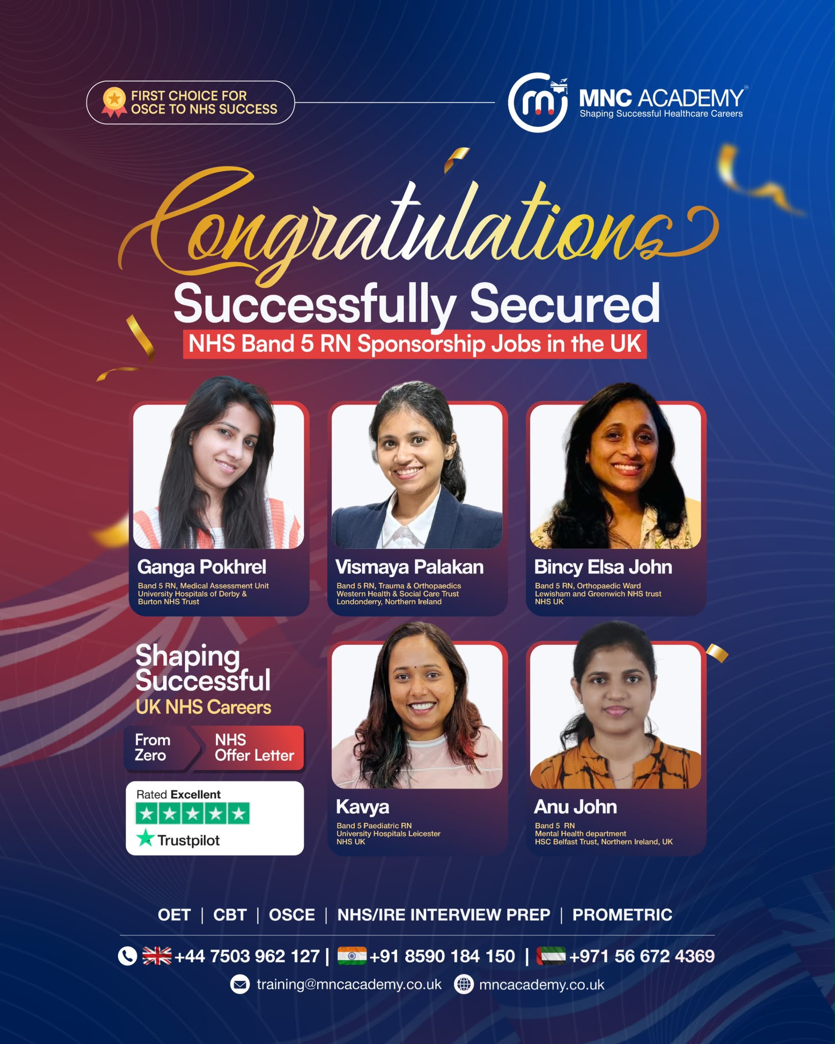 MNC Academy candidate success story - NHS clinical and non-clinical job offers